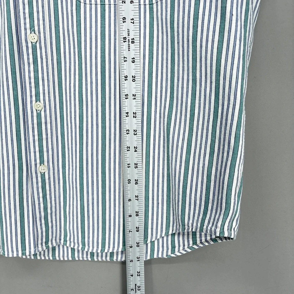 Vintage Banana Republic Safari Travel Shirt Mens Large Green Stripe Button Down